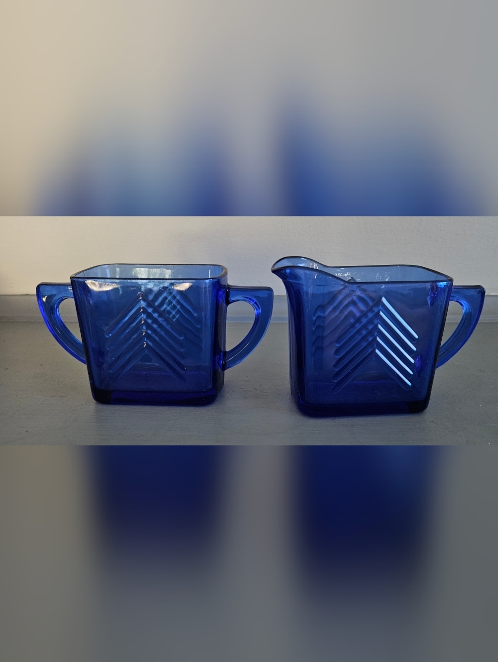 Hazel Atlas Cobalt Blue Sugar/ Creamer